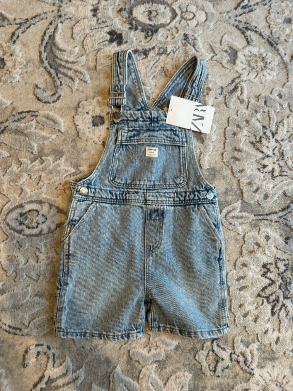 Zara Light Blue Denim Short Overalls